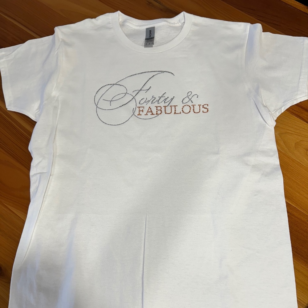 Forty Birthday Rhinestone Tshirt Ladies NEW